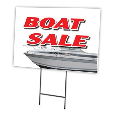 Signmission Boat Sale Yard Sign & Stake outdoor plastic coroplast window, C-1216-DS-Boat Sale C-1216-DS-Boat Sale